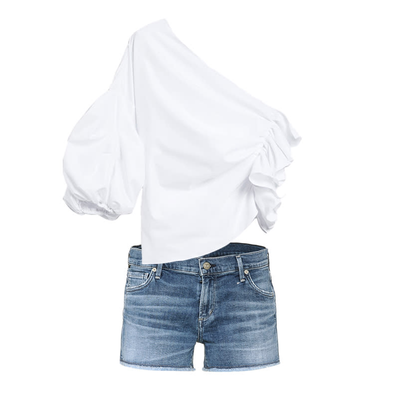 Cinched-Sleeve Top + Cutoffs