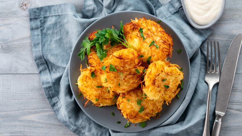 Potato pancakes on plate