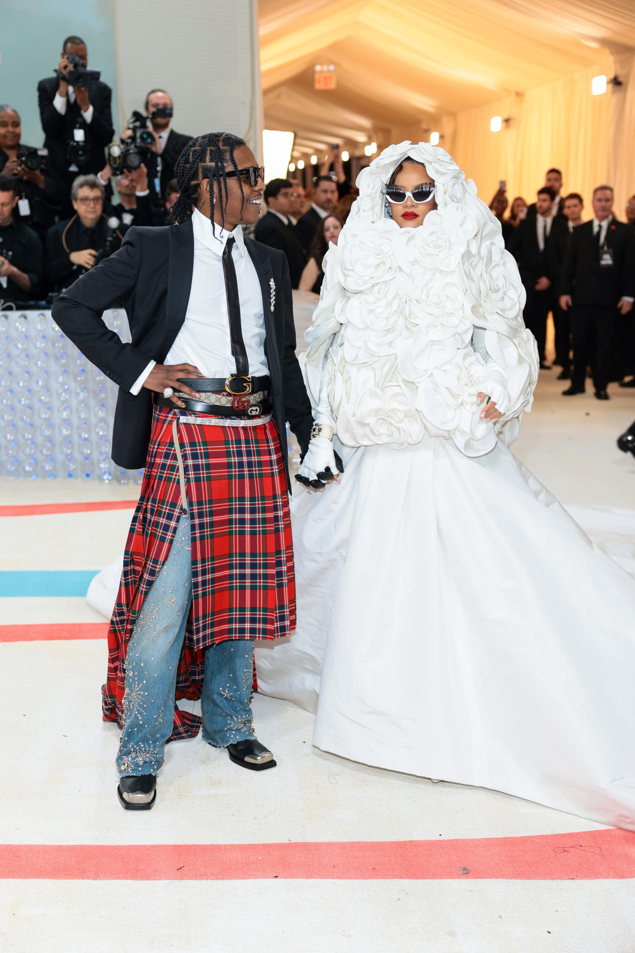 NEW YORK, NEW YORK - MAY 01: A$AP Rocky and Rihanna attend The 2023 Met Gala Celebrating 