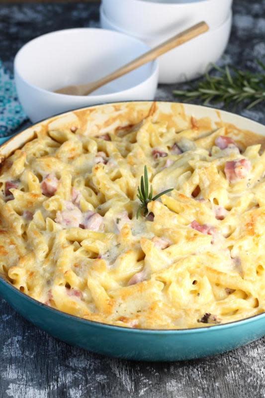 <p>Miss in the Kitchen</p><p>A family favorite meal that is super simple to make with penne pasta baked with leftover ham in a rich and creamy garlic sauce.</p><p><strong>Get the recipe: <a href="https://www.missinthekitchen.com/baked-ham-penne-pasta/" rel="nofollow noopener" target="_blank" data-ylk="slk:Baked Ham Penne Pasta;elm:context_link;itc:0;sec:content-canvas" class="link rapid-noclick-resp">Baked Ham Penne Pasta</a></strong></p><p><strong>Related: <a href="https://parade.com/1357306/christinehadden/penne-pasta-recipes/" rel="nofollow noopener" target="_blank" data-ylk="slk:50 Easy Penne Pasta Recipes;elm:context_link;itc:0;sec:content-canvas" class="link rapid-noclick-resp">50 Easy Penne Pasta Recipes</a></strong></p>