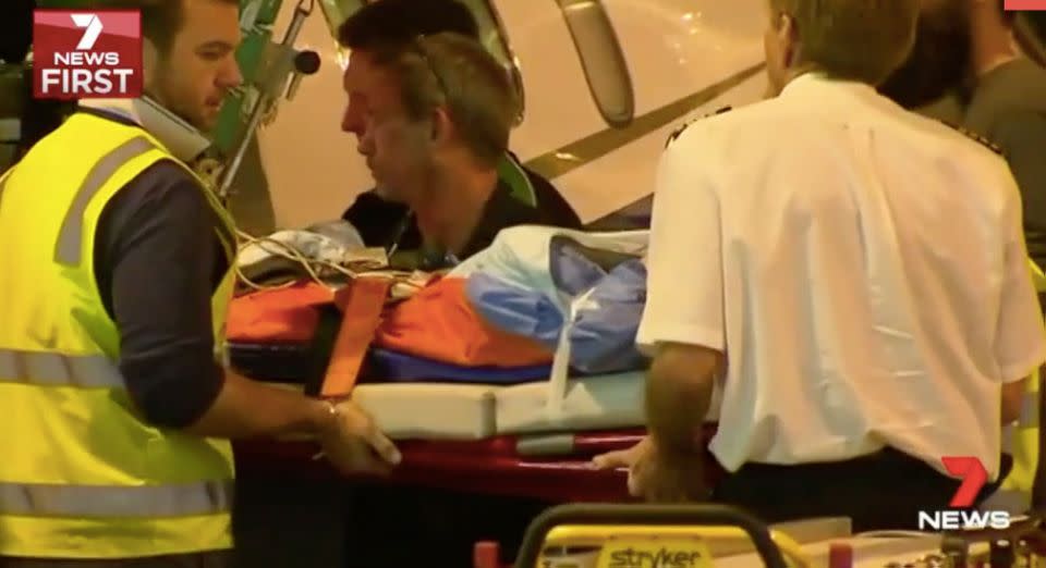 Kawa arrives in Perth for treatment. Source: 7 News