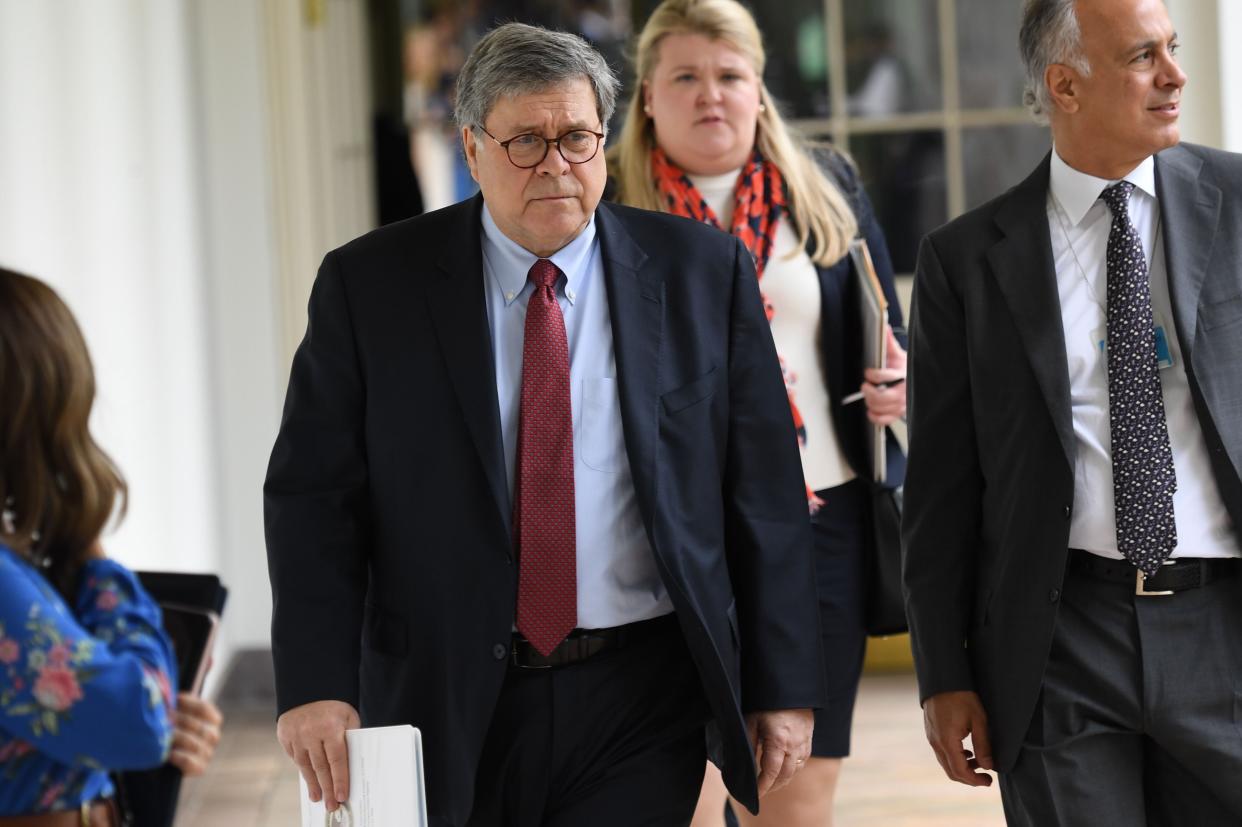 Attorney General William Barr arrives to watch President Donald Trump sign an executive order on police reform on June 16, 2020.  (SAUL LOEB via Getty Images)