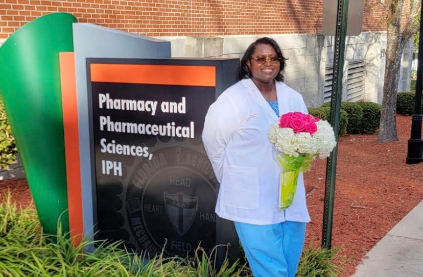 Celestine Chandler, a third-year student in Florida A&M University's Doctor of Pharmacy Program, attends her white coat ceremony in 2022.
