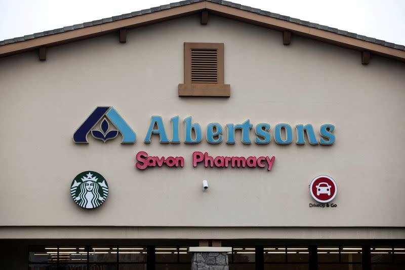 FILE PHOTO: The Albertsons logo is seen on an Albertsons grocery store in Glendora