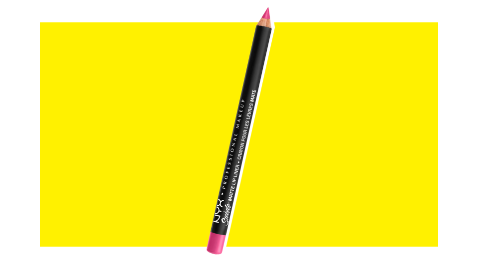 Line your lips with the NYX Suede Matte Lip Liner in “Pink Lust.”