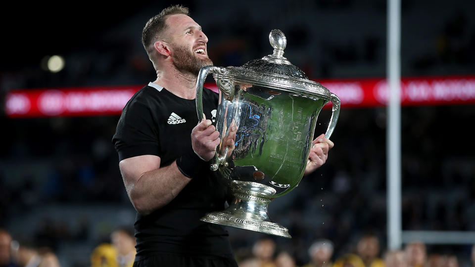 Kieran Read, pictured here after the Rugby Championship and Bledisloe Cup Tests against Australia in 2019.