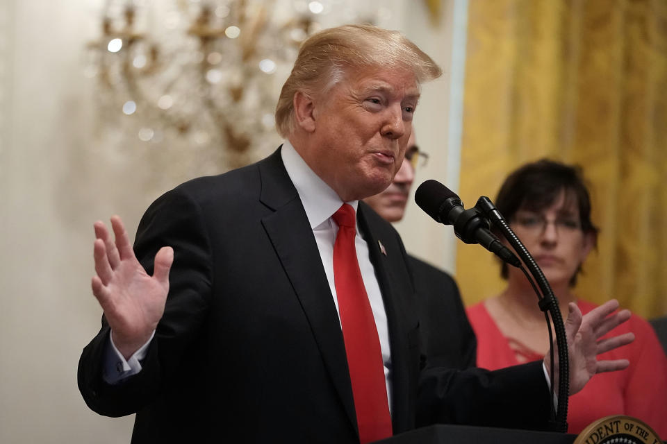 WASHINGTON, DC - JUNE 29:  U.S. President Donald Trump speaks during an event at the East Room of the White House June 29, 2018 in Washington, DC. Trump held the event for Òcelebrating the six month anniversary of the Tax Cuts and Jobs Act.Ó  (Photo by Alex Wong/Getty Images)