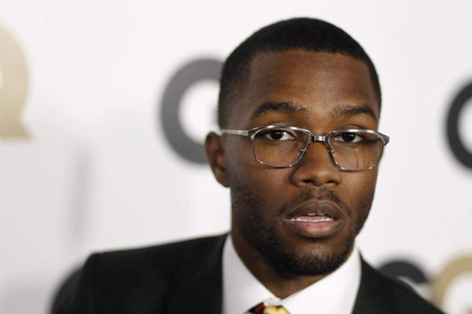 FILE - This Nov. 17, 2011, file photo, shows musician Frank Ocean at the 16th annual GQ "Men of the Year" party in Los Angeles. (AP Photo/Matt Sayles, File)