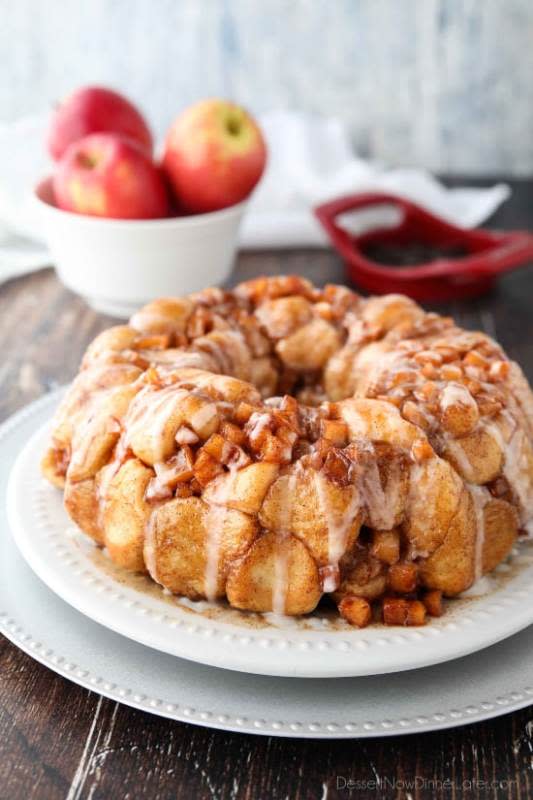 <p>Dessert Now Dinner Later</p><p>Apple fritter monkey bread is an easy and delicious pull-apart bread with chunks of caramelized apples, sticky cinnamon-sugar, and a light glaze. </p><p><strong>Get the recipe: <em><a href="https://www.dessertnowdinnerlater.com/apple-fritter-monkey-bread/" rel="nofollow noopener" target="_blank" data-ylk="slk:Apple Fritter Monkey Bread;elm:context_link;itc:0;sec:content-canvas" class="link ">Apple Fritter Monkey Bread</a></em></strong></p>