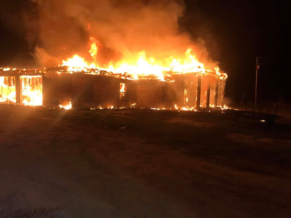 The house on fire in Springfield, Louisiana. Source: Facebook/Livingston Parish Fire Protection District #2