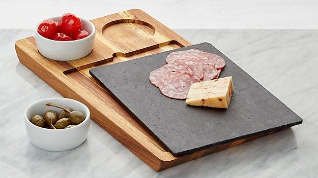 Best Hanukkah gifts of 2019: Crate & Barrel Slate and Wood Serving Board with Bowls