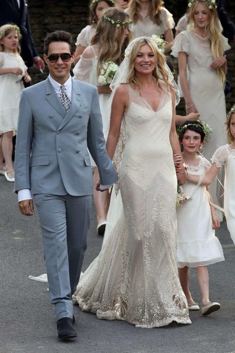 Kate Moss after getting married in Southrop, England, on July 1, 2011.