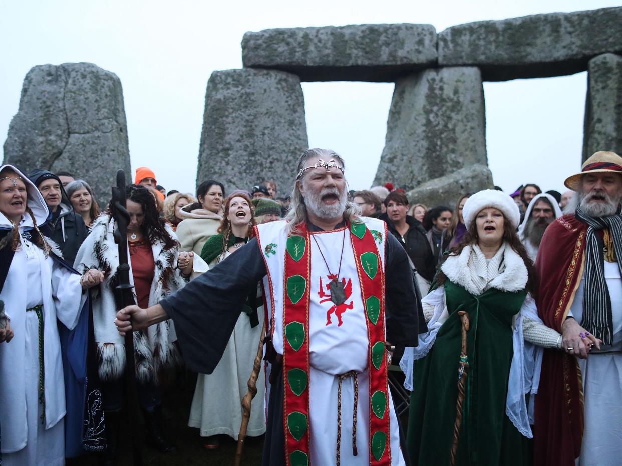 Pagan worshippers gather at Stonehenge on Salisbury Plain: Getty Images