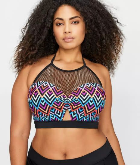 <strong>Sizes</strong>: X to 4X<br />Get it <a href="https://www.additionelle.com/en-us/cactus-underwire-halter-bikini-top-with-crochet/770610.html?cgid=Apparel-Swimwear&amp;dwvar_770610_color=Grape%20Combo" target="_blank">here</a>.&nbsp;