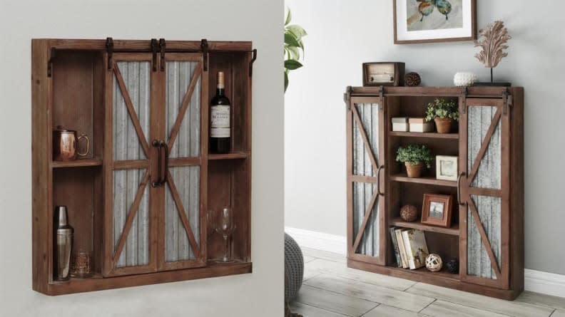 This sideboard-style cabinet lets you hide things while showing others off.