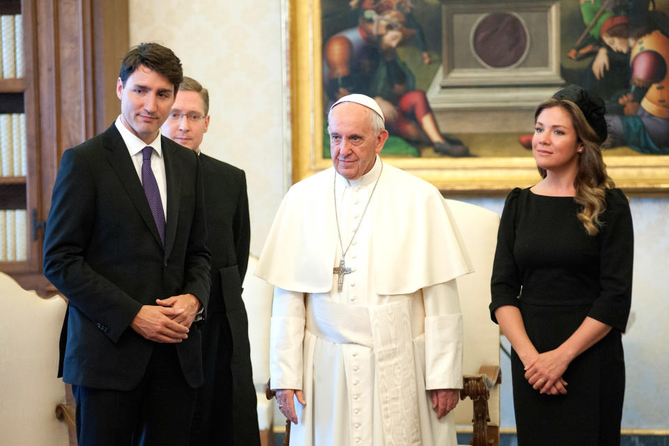 The Canadian Prime Minister’s wife, Sophie Gregoire, also met the pontiff last year, however instead of donning a black veil, she wore a black hat and a black dress. Photo: Getty Images