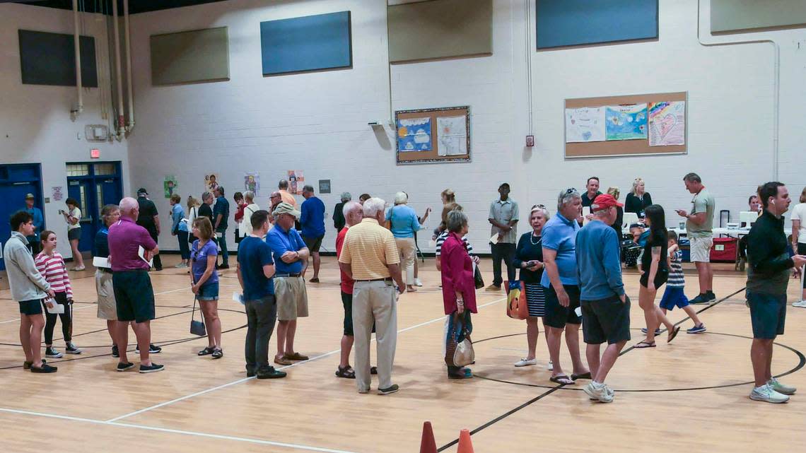 Voters wait to cast their ballots in the Nov. 8, 2022, election just before noon at The School for the Creative Arts on Hilton Head Island.