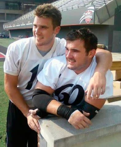 <p>Donna Kelce/Instagram</p> Travis and Jason Kelce at the University of Cincinnati