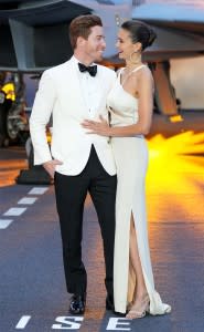 Friendly Exes Nina Brings BF Shaun Ex Glen Powells Top Gun Premiere