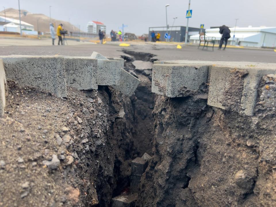 Damage caused from earthquakes and magma beneath the town on November 22, 2023 in Grindavik, Iceland (Getty Images)