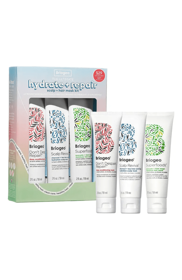 <p>Briogeo Hydrate + Repair Scalp + Hair Mask Kit, $29 (from $49), <a href="https://shop-links.co/1778665470649535324" rel="nofollow noopener" target="_blank" data-ylk="slk:available here;elm:context_link;itc:0;sec:content-canvas" class="link ">available here</a>.</p>