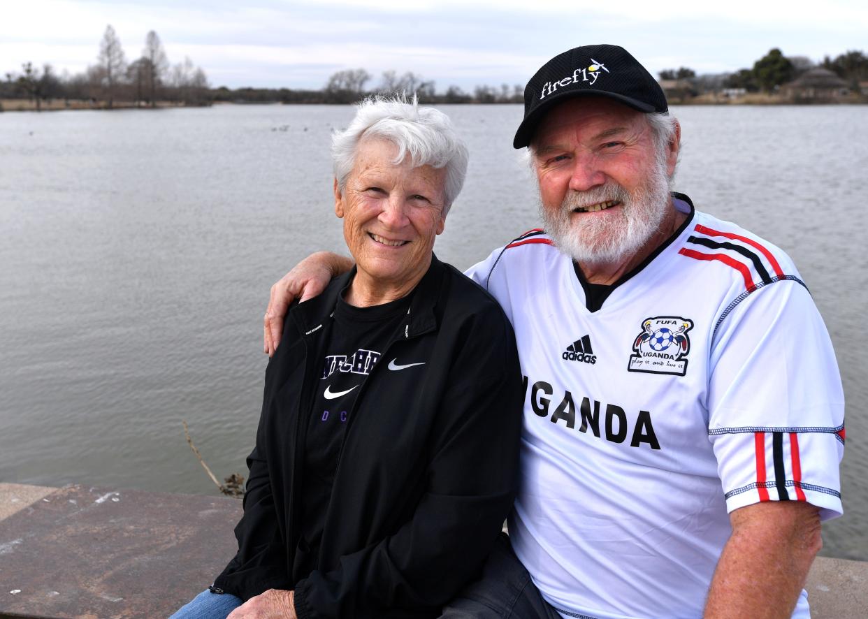 J. and Lorraine Wilson at Tittle Lake in Nelson Park Wednesday.