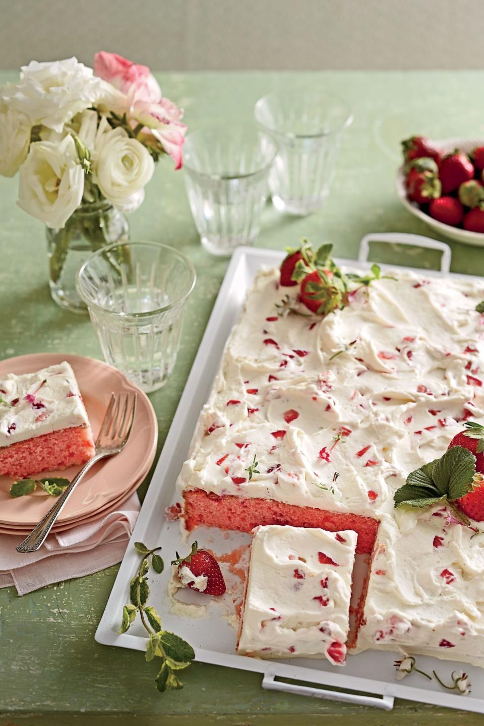 Strawberries-and-Cream Sheet Cake