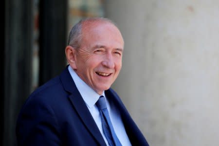 French Interior Minister Gerard Collomb leaves after the weekly cabinet meeting at the Elysee Palace in Paris, France, July 6, 2018.  REUTERS/Regis Duvignau