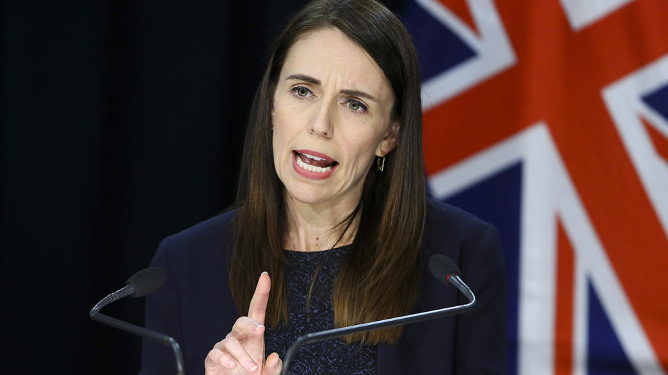 Jacinda Ardern, pictured here speaking during a post cabinet press conference in Wellington.