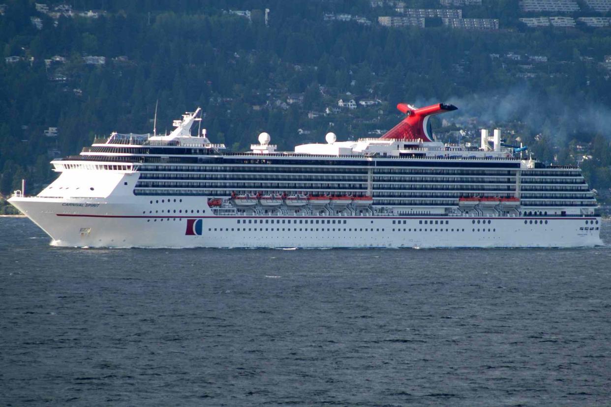 <p>Peter Bischoff/Getty</p> The Carnival Spirit cruise ship travels in Canada in 2003