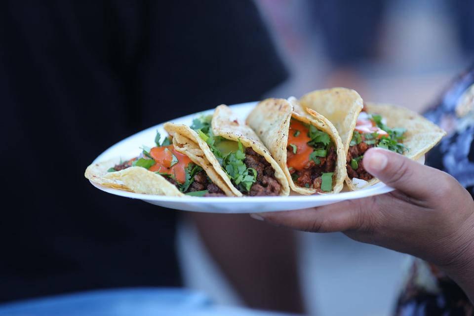 FILE - Tacos from a Taste of Mexico Festival on Oven Island in Lakeside Park in 2021.