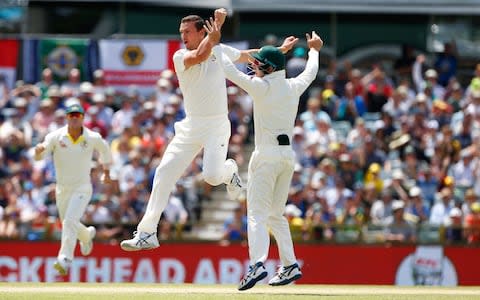 Josh Hazelwood celebrates the wicket of Mark Stoneman - Credit: Jason O'Brien/PA Wire