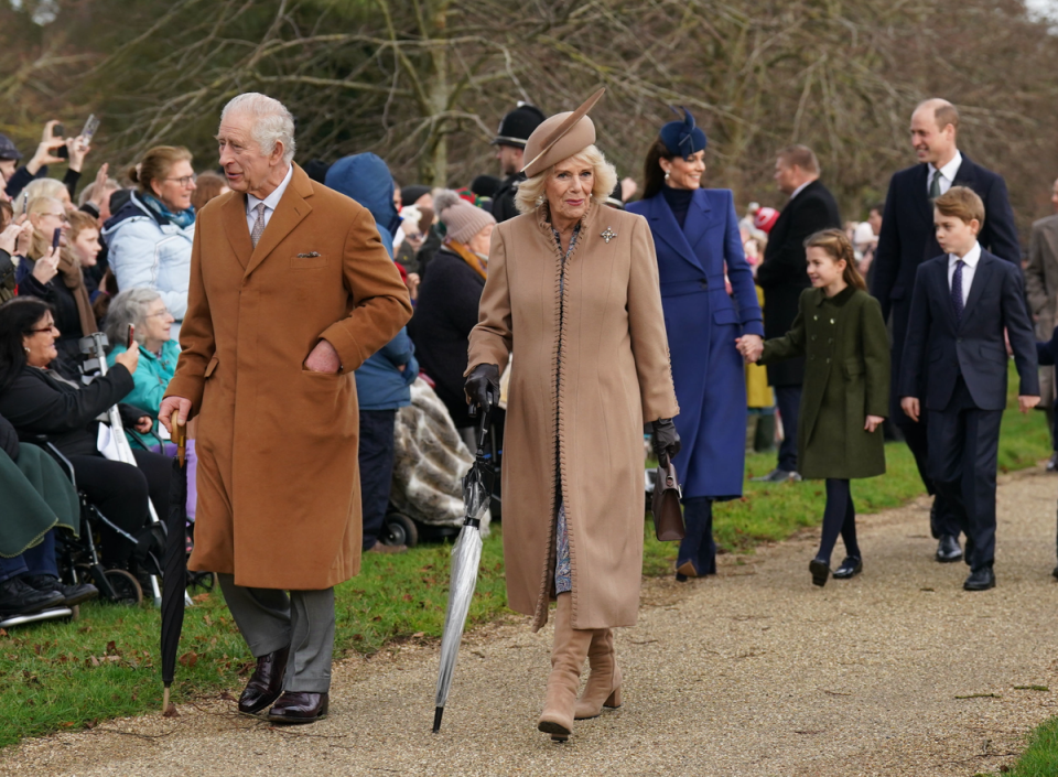 King Charles and Queen Camilla attending the Christmas Day morning church service at St Mary Magdalene Church in Sandringham (PA)