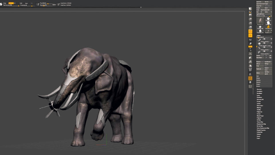 Digital sculpting and painting of elephant in ZBrush and Photoshop by Rob Brunette