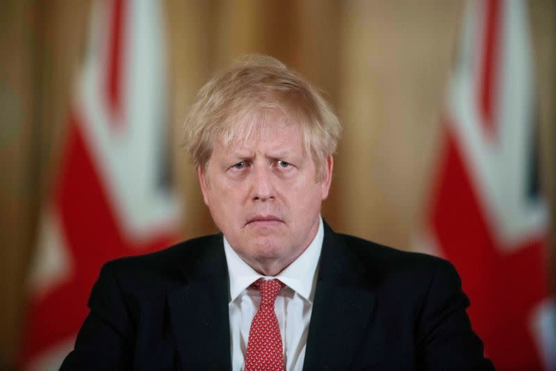 FILE PHOTO: British PM Johnson holds a news conference on coronavirus in London