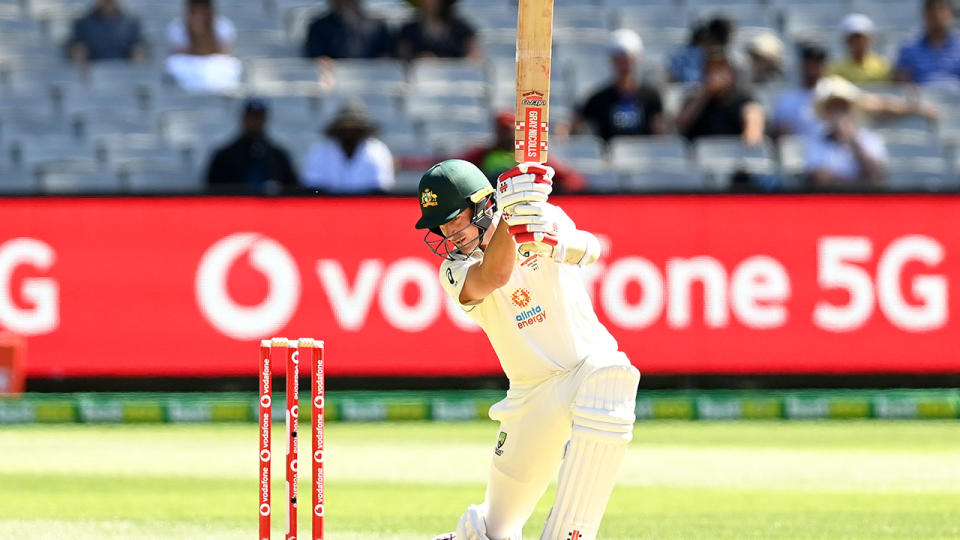 Seen here, Joe Burns gets out for a duck on day one of the Boxing Day Test.