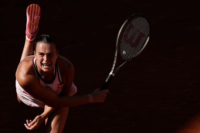 Aryna Sabalenka serves against Iryna Shymanovich 