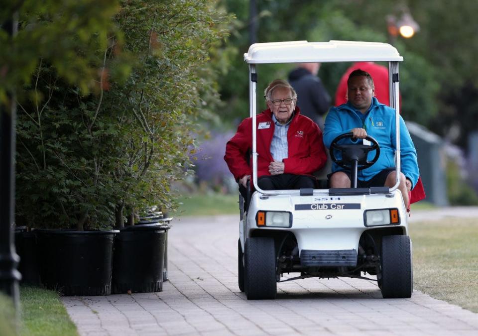 Warren Buffett, Chairman and CEO of Berkshire Hathaway, makes his way to a morning session at the Allen & Company Sun Valley Conference on July 13, 2023 in Sun Valley, Idaho.