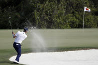 Sam Ryder hits from a bunker to the eighth green during the second round of the Arnold Palmer Invitational golf tournament Friday, March 6, 2020, in Orlando, Fla. (AP Photo/John Raoux)