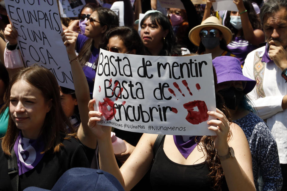 Protestas en Ciudad de México por la muerte de Debanhi Escobar. (Getty Images)