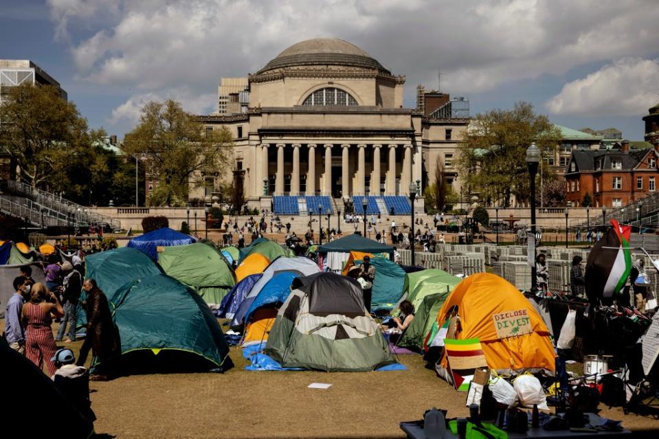 The tent encampment is now in its tenth day. AP