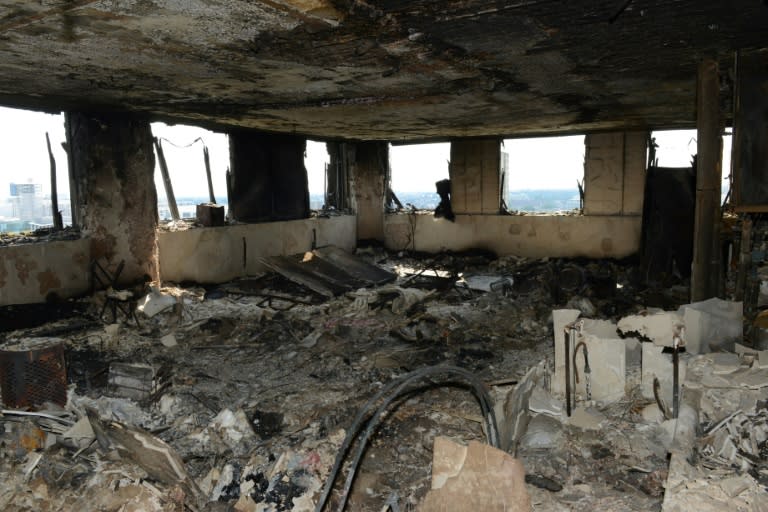 The inside of Grenfell Tower after a fire engulfed the 24-storey building in west London