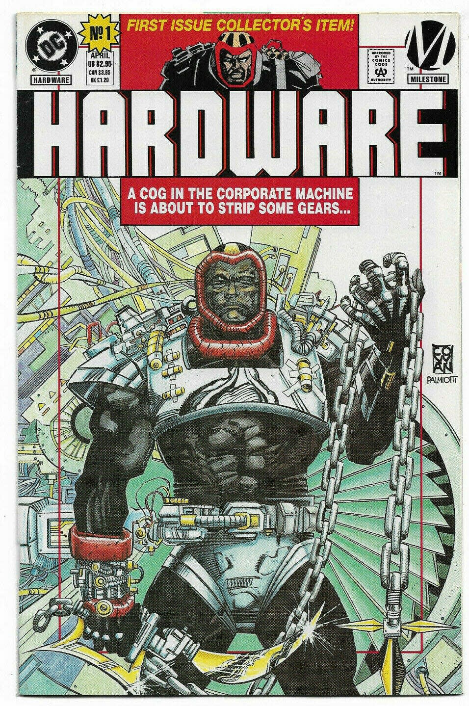 The original storyline of the armored hero Hardware is collected in the "Milestone Compendium." [DC Comics]