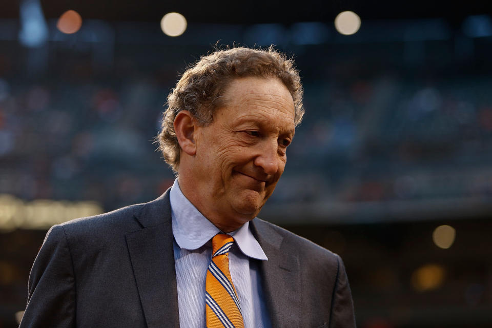 SAN FRANCISCO, CA - SEPTEMBER 12: CEO of the San Francisco Giants Larry Baer looks on before a game against the San Diego Padres at AT&T Park on September 12, 2016 in San Francisco, California.  (Photo by Lachlan Cunningham/Getty Images)