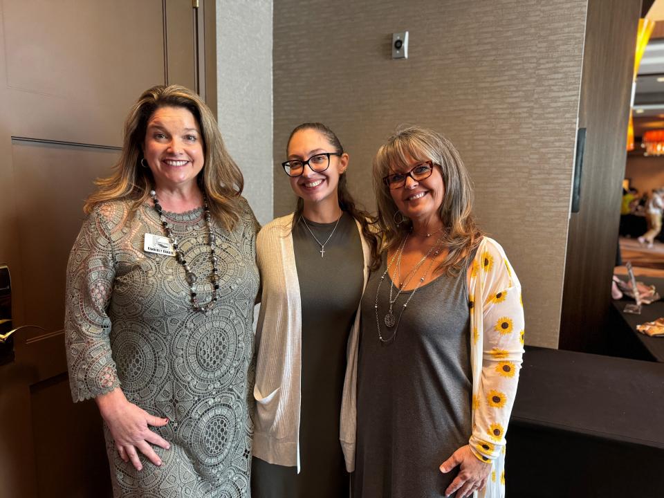 Kimberly Krause, Edra Rizzo and Rebecca Rizzo pose at Desert Best Friend's Closet's 10th annual Put Your Best Shoe Forward luncheon and fashion show, April 5, 2024.