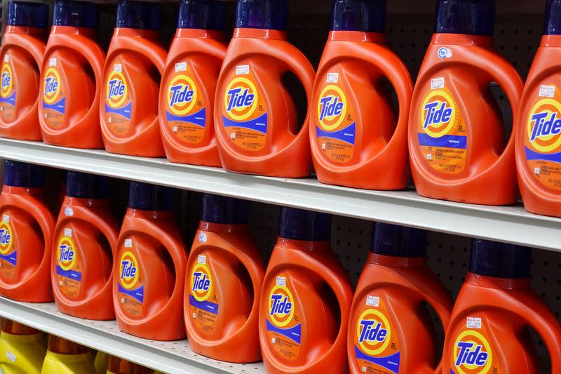 Tide detergent, a brand owned by Procter & Gamble, is seen for sale in a store in Manhattan, New York City