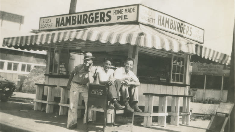 Vintage photo of a hamburger stand