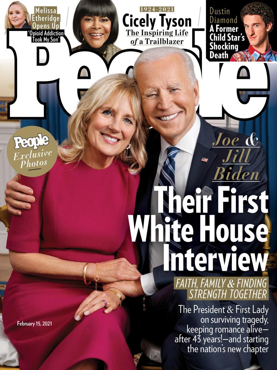 President Joe Biden and first lady Jill Biden on the cover of People in their first joint interview in the White House.