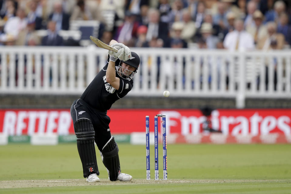 Nicholls then chops on to England's Liam Plunkett (AP Photo/Matt Dunham)