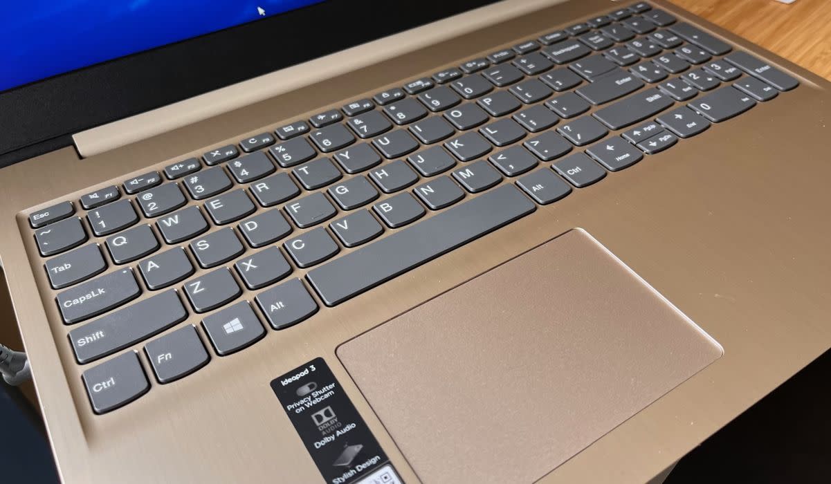A closer look at the Ideapad 3's keyboard and touchpad.